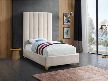 Meridian Furniture - Via Cream Velvet Twin Bed - ViaCream-T veiw 4
