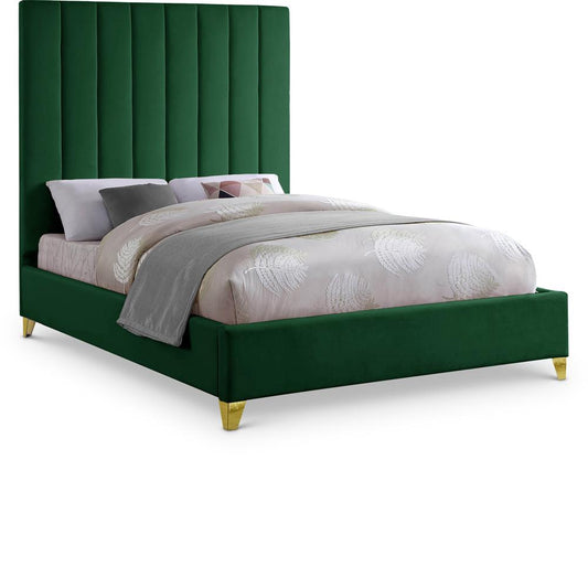 Meridian Furniture - Via Green Velvet King Bed - ViaGreen-K veiw 1