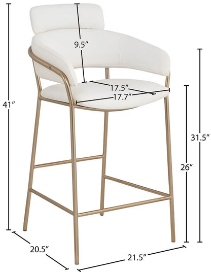 Meridian Furniture - Yara Cream Vegan Leather Counter Stool - 550Cream-C veiw 7
