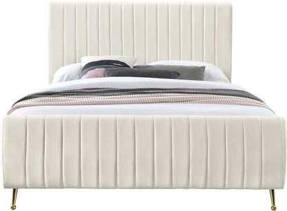 Meridian Furniture - Zara Cream Velvet King Bed - ZaraCream-K veiw 3