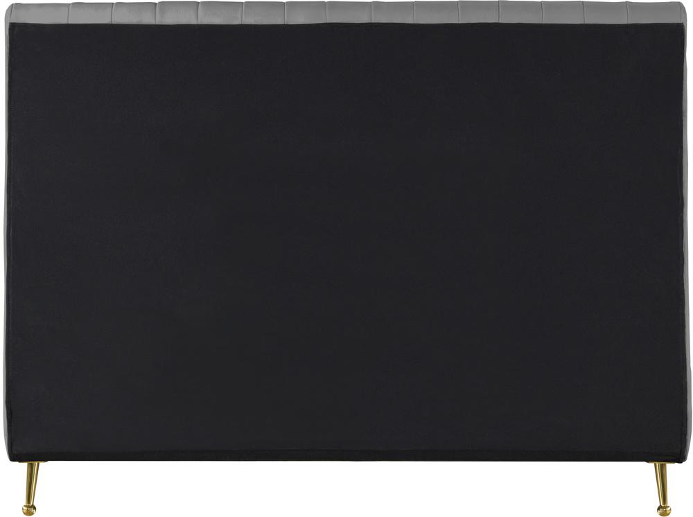 Meridian Furniture - Zara Grey Velvet Full Bed - ZaraGrey-F veiw 5