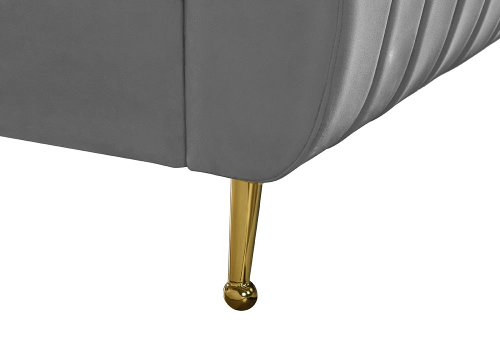 Meridian Furniture - Zara Grey Velvet Full Bed - ZaraGrey-F veiw 7