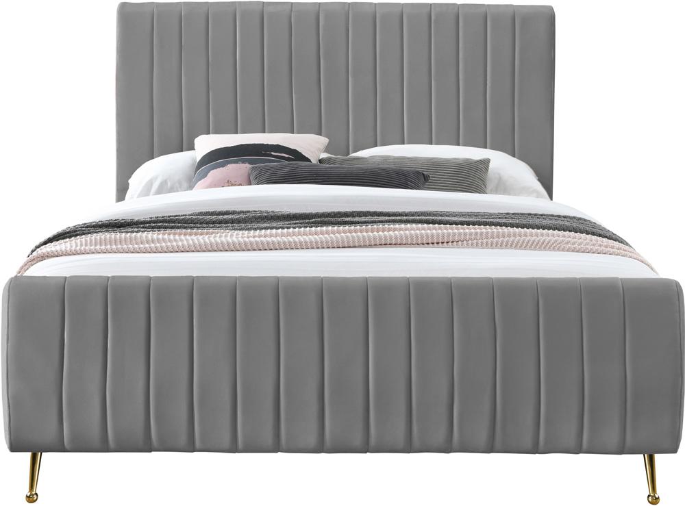 Meridian Furniture - Zara Grey Velvet King Bed - ZaraGrey-K veiw 3