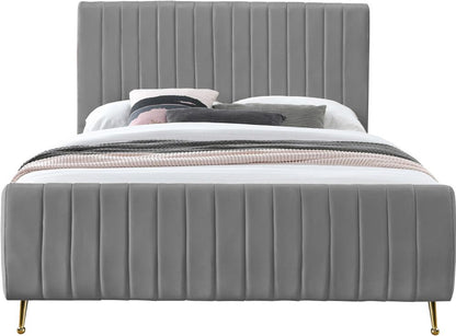 Meridian Furniture - Zara Grey Velvet King Bed - ZaraGrey-K veiw 3
