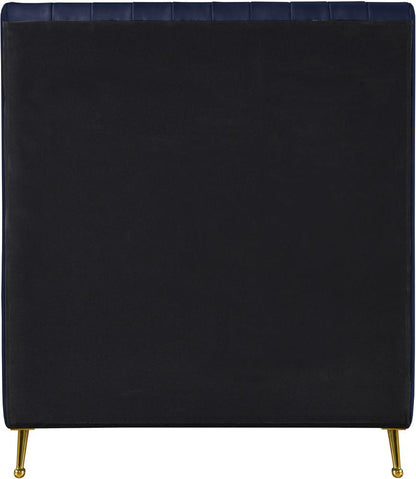 Meridian Furniture - Zara Navy Velvet Twin Bed - ZaraNavy-T veiw 5