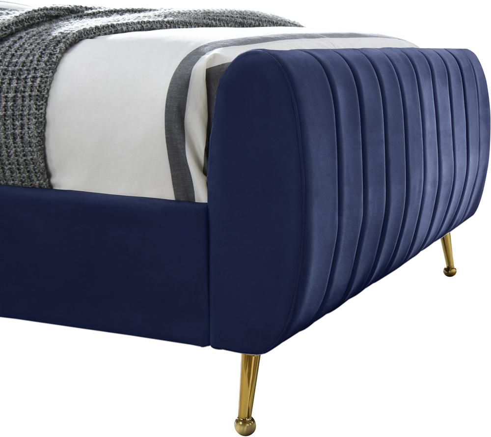 Meridian Furniture - Zara Navy Velvet Twin Bed - ZaraNavy-T veiw 6