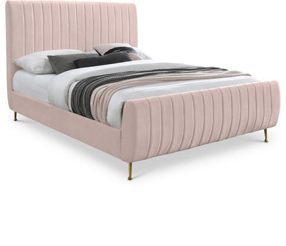 Meridian Furniture - Zara Pink Velvet Full Bed - ZaraPink-F veiw 1