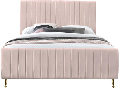 Meridian Furniture - Zara Pink Velvet Full Bed - ZaraPink-F veiw 3