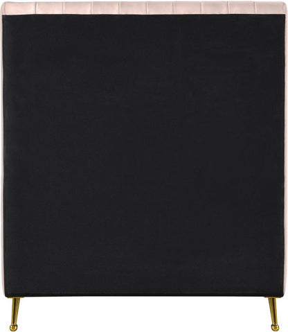 Meridian Furniture - Zara Pink Velvet Twin Bed - ZaraPink-T veiw 5