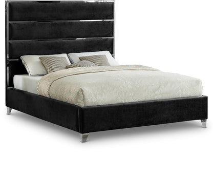 Meridian Furniture - Zuma Black Velvet Queen Bed - ZumaBlack-Q veiw 1