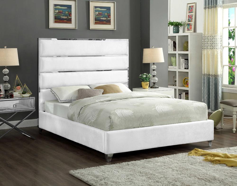Meridian Furniture - Zuma White Velvet King Bed - ZumaWhite-K veiw 2