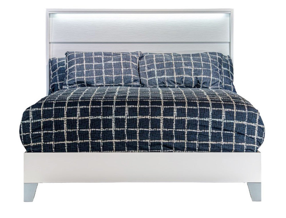 MODERNhome - Bianca Queen Bed with LED, High Gloss White w/Artic Fronts view 1