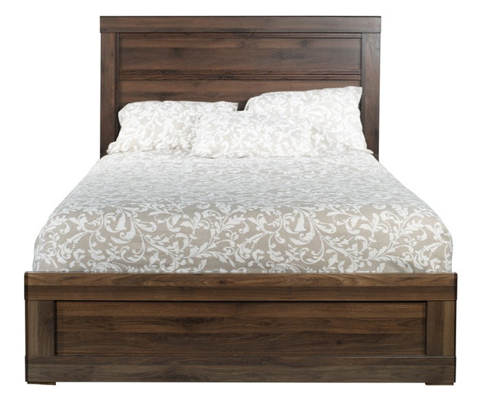 MODERNhome - Carrara Queen Panel Bed, Walnut w/marble tops view 1