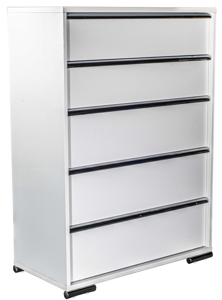 MODERNhome - Metallica 5 Drawer Chest, White Gloss - LC2TC5DC view 1