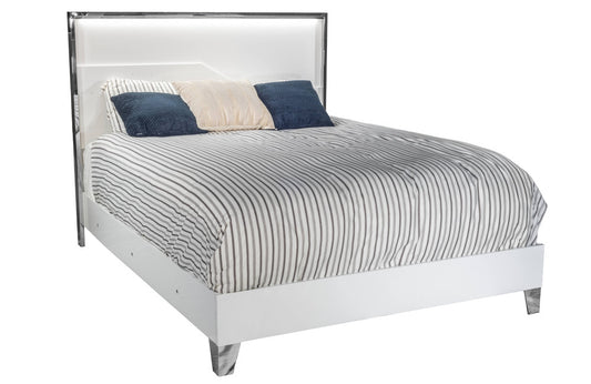MODERNhome - Metallica Queen Bed with LED, White Gloss view 1
