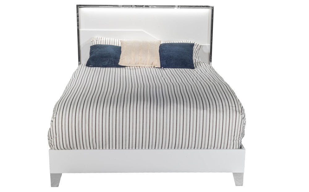 MODERNhome - Metallica Queen Bed with LED, White Gloss view 2