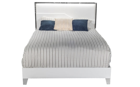MODERNhome - Metallica Queen Bed with LED, White Gloss view 2