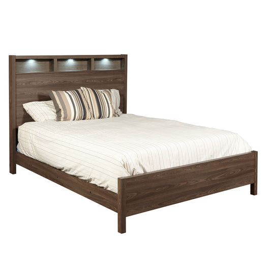 MODERNhome - Regina Queen Bed with Lighting, Tobak Ash view 1