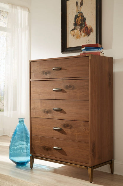 Modus Furniture - Adler Five Drawer Chest in Natural Walnut (2024) - 8N1684A view 3