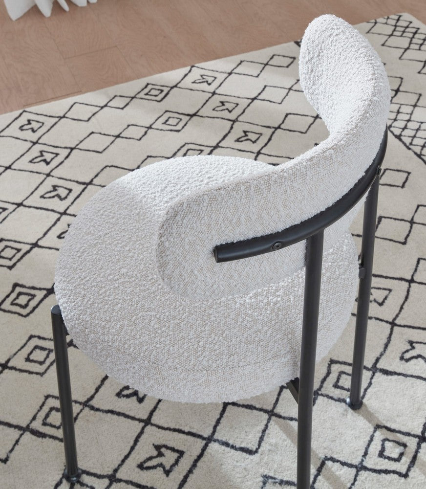 Modus Furniture - Aere Boucle Upholstered Metal Leg Dining Chair in Ivory and Black - MZEZ63_1 view 5