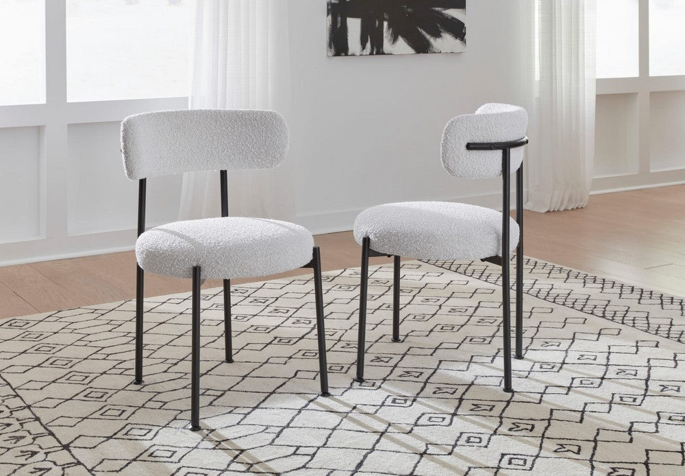 Modus Furniture - Aere Boucle Upholstered Metal Leg Dining Chair in Ivory and Black - MZEZ63_1 view 6