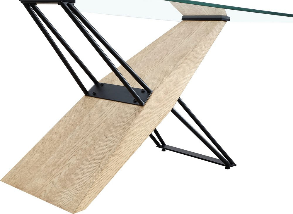 Modus Furniture - Aere Glass, Wood and Metal Rectangular Dining Table in Natural Ash and Black - MZEZ60 view 3