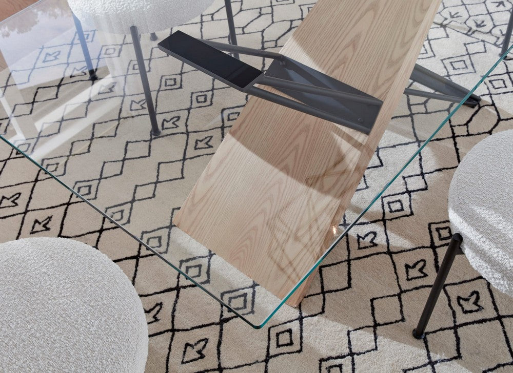 Modus Furniture - Aere Glass, Wood and Metal Rectangular Dining Table in Natural Ash and Black - MZEZ60 view 4