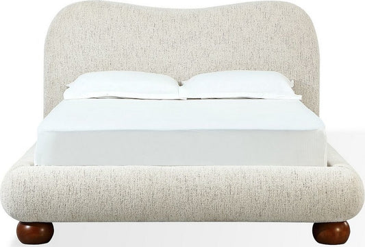 Modus Furniture - Afra California King-size Chenille Upholstered Wood Leg Platform Bed in Chinchilla - UVFWT6 view 1