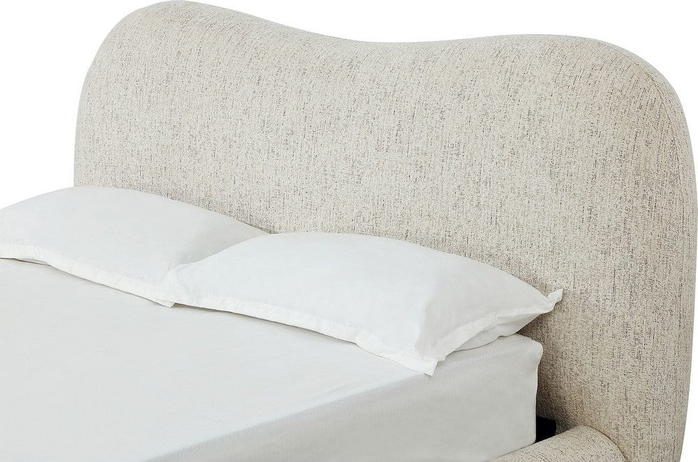 Modus Furniture - Afra Queen-size Chenille Upholstered Wood Leg Platform Bed in Chinchilla - UVFWT5 view 4
