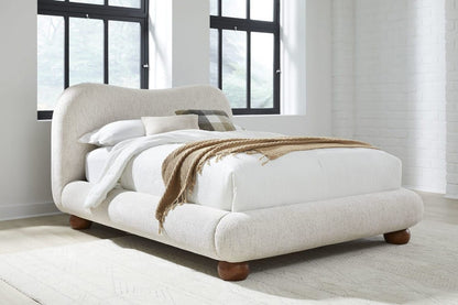 Modus Furniture - Afra Queen-size Chenille Upholstered Wood Leg Platform Bed in Chinchilla - UVFWT5 view 11