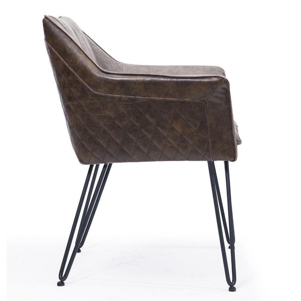Modus Furniture - Alabaster Hairpin Leg Arm Chair in Gray and Rustic Brown (Set of 2) - 9KD166A_CLOSEOUT veiw 3