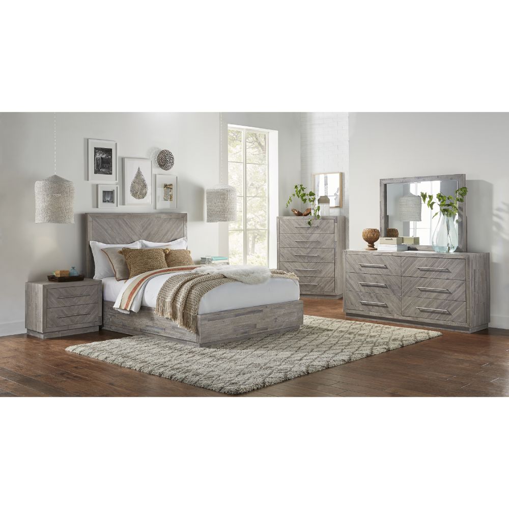 Modus Furniture - Alexandra California King-Size Solid Wood Platform Bed in Rustic Latte - 5RS3H6 veiw 3