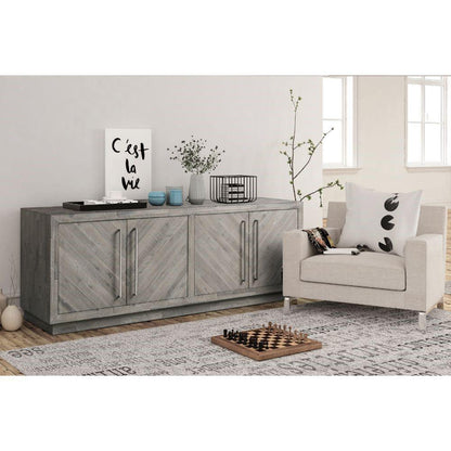 Modus Furniture - Alexandra Solid Wood 74in Media Console in Rustic Latte - 5RS32627 veiw 2