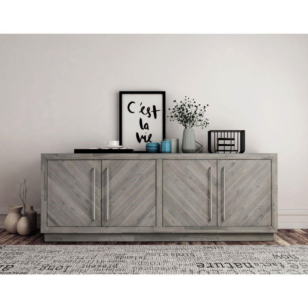 Modus Furniture - Alexandra Solid Wood 74in Media Console in Rustic Latte - 5RS32627 veiw 3
