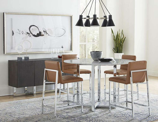 Modus Furniture - Amalfi 54in Round Counter Table - Marble - 1AJ5625M veiw 2