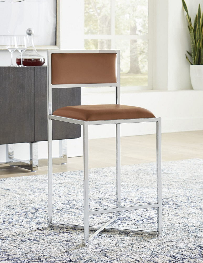 Modus Furniture - Amalfi X-Base Counter Stool in Cognac Leather - 1A8370X_1 view 3