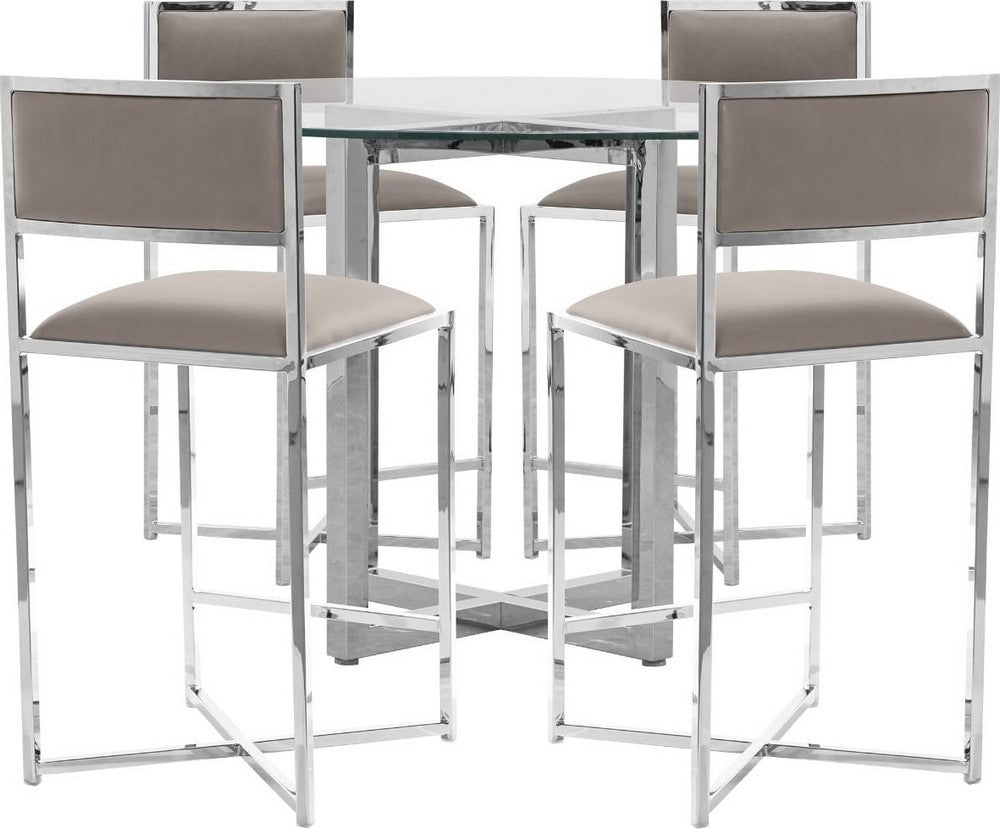 Modus Furniture - Amalfi X-Base Counter Stool in Taupe Leather - 1AE270X_1 view 4