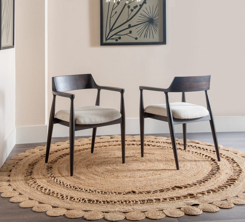 Modus Furniture - Amaroo Solid Mango Linen Upholstered Dining Arm Chair in Honey Date - ULYF63 view 5
