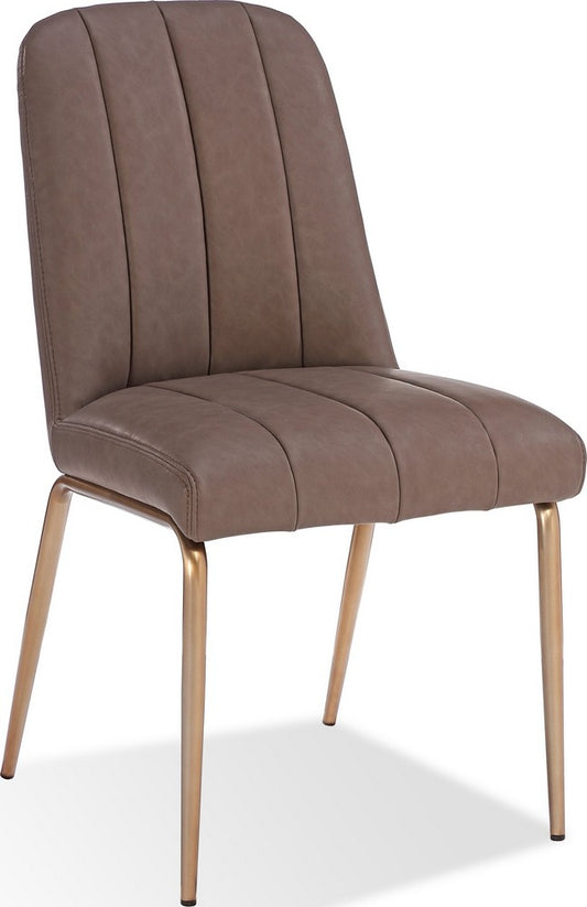 Modus Furniture - Apollo Upholstered Dining Chair in Cinnamon Synthetic Leather and Brushed Bronze Metal Set of 2 - PUSJ63BPJ_2 view 1