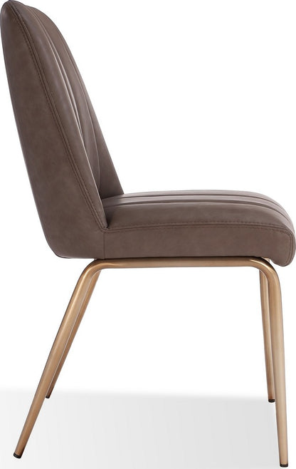 Modus Furniture - Apollo Upholstered Dining Chair in Cinnamon Synthetic Leather and Brushed Bronze Metal Set of 2 - PUSJ63BPJ_2 view 3