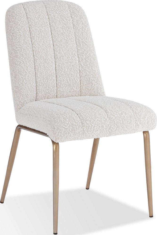 Modus Furniture - Apollo Upholstered Dining Chair in Ricotta Boucle and Brushed Bronze Metal - PUSJ63BMY_1 view 1