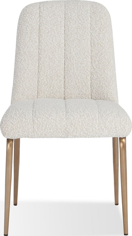 Modus Furniture - Apollo Upholstered Dining Chair in Ricotta Boucle and Brushed Bronze Metal - PUSJ63BMY_1 view 2