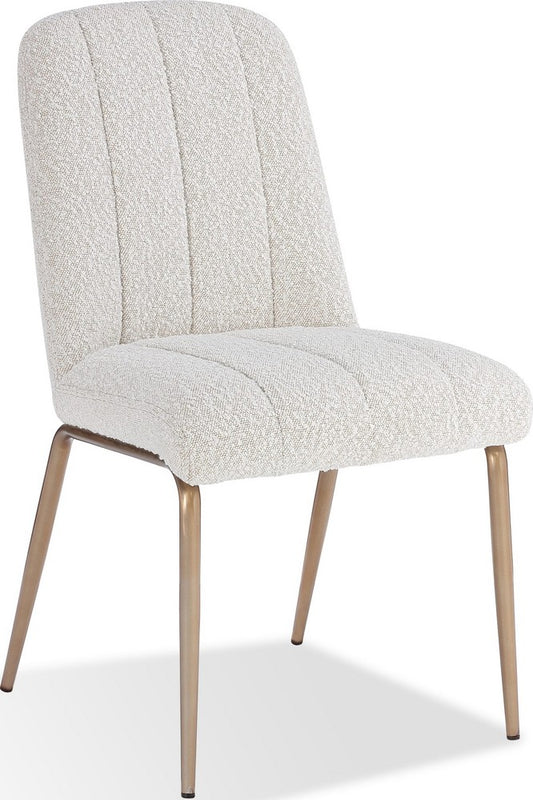 Modus Furniture - Apollo Upholstered Dining Chair in Ricotta Boucle and Brushed Bronze Metal Set of 2 - PUSJ63BMY_2 view 1