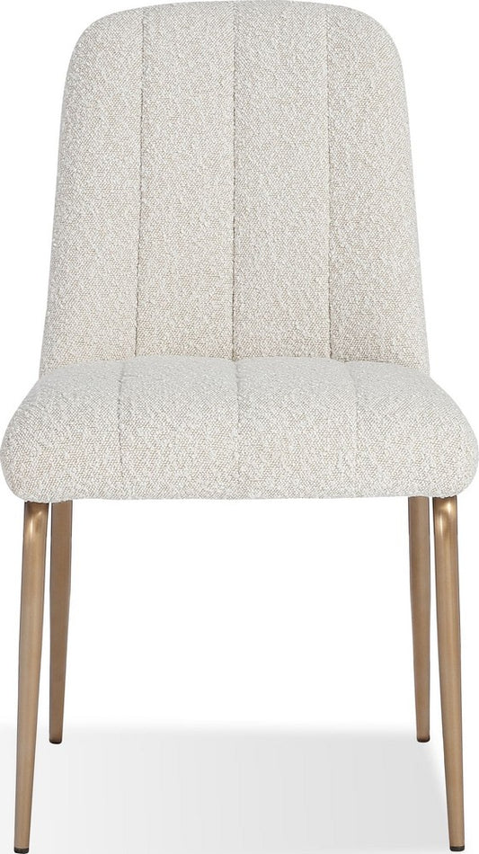 Modus Furniture - Apollo Upholstered Dining Chair in Ricotta Boucle and Brushed Bronze Metal Set of 2 - PUSJ63BMY_2 view 2