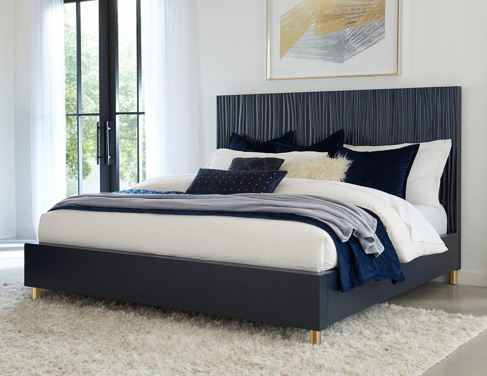 Modus Furniture - Argento Cal King Bed in Navy Blue and Burnished Brass - 9DKBH6 view 9