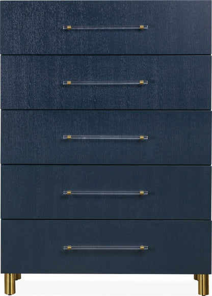Modus Furniture - Argento Five Drawer Chest in Navy Blue and Burnished Brass (2024) - 9DKB84A view 1