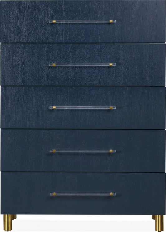 Modus Furniture - Argento Five Drawer Chest in Navy Blue and Burnished Brass (2024) - 9DKB84A view 1