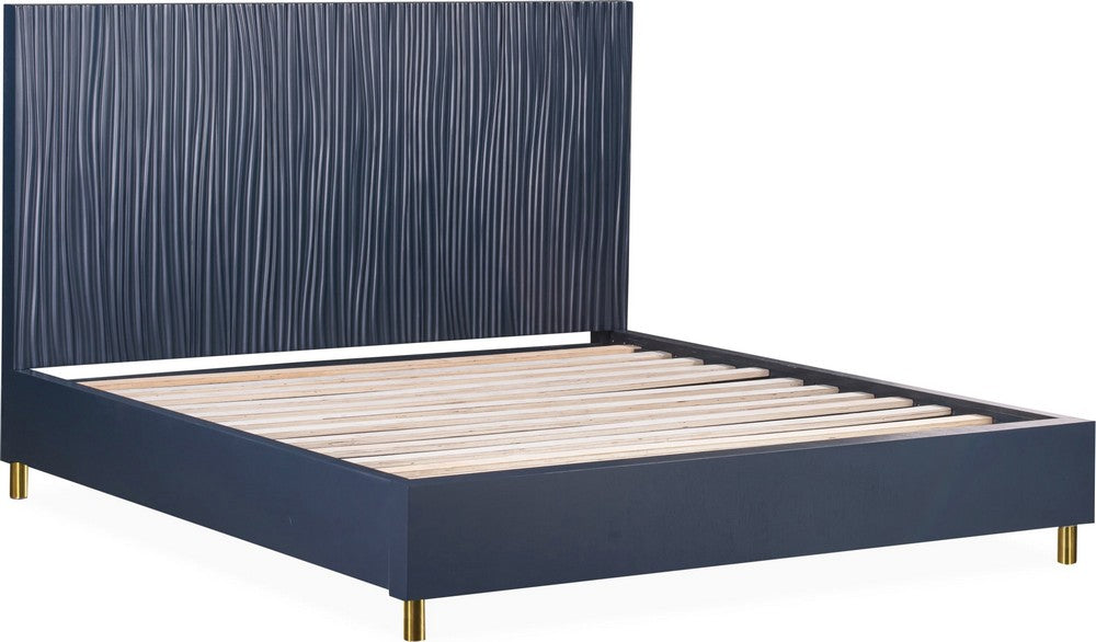 Modus Furniture - Argento King Bed in Navy Blue and Burnished Brass - 9DKBH7 view 4