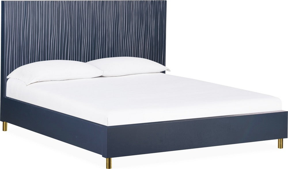 Modus Furniture - Argento Queen Bed in Navy Blue and Burnished Brass - 9DKBH5 view 1