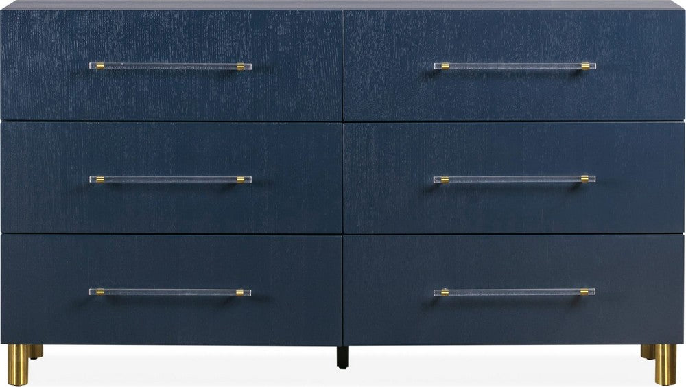 Modus Furniture - Argento Six Drawer Dresser in Navy Blue and Burnished Brass (2024) - 9DKB82A view 1